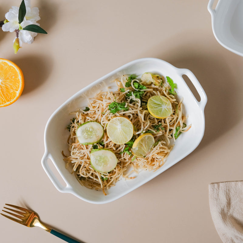 White Baking Dish With Handle - Baking Dish