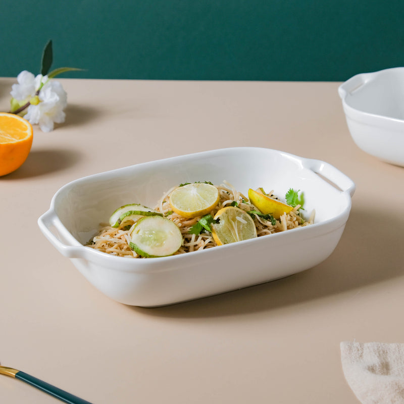 White Baking Dish With Handle - Baking Dish