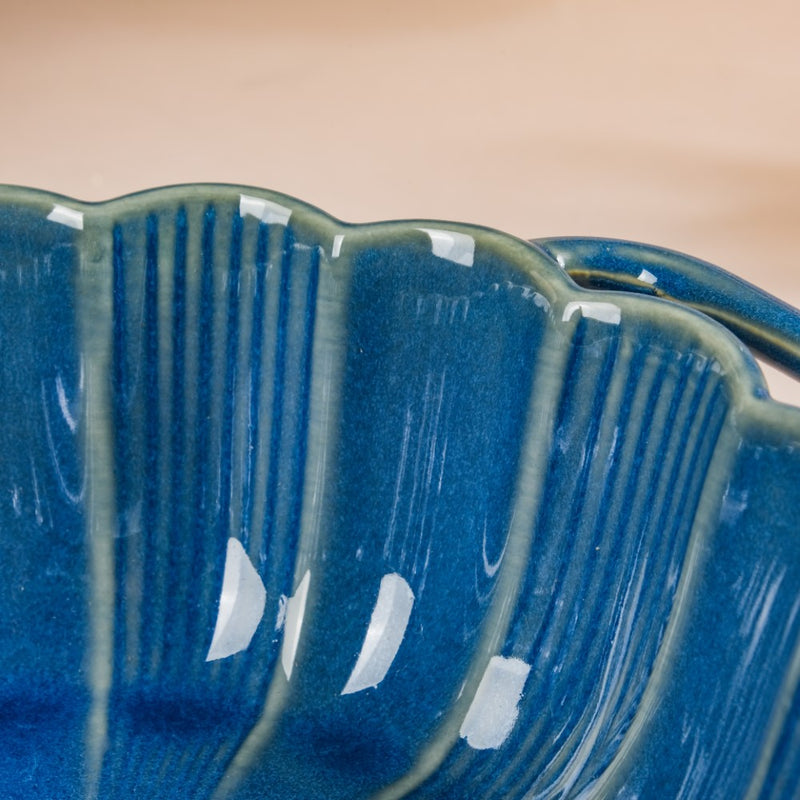 Ocean Serving Bowl with Handle Blue 600ml - Bowl, ceramic bowl, serving bowls, noodle bowl, salad bowls, bowl for snacks, baking bowls, large serving bowl, bowl with handle | Bowls for dining table & home decor