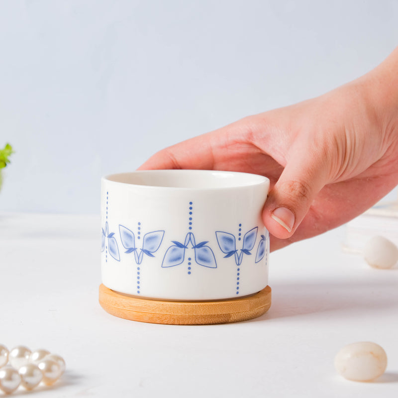 Blue Dragonfly Japanese Planter With Wooden Coaster - Indoor planters and flower pots | Home decor items