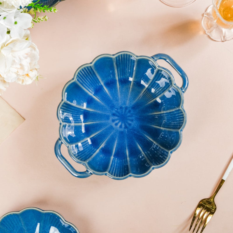 Ocean Serving Bowl with Handle Blue 600ml - Bowl, ceramic bowl, serving bowls, noodle bowl, salad bowls, bowl for snacks, baking bowls, large serving bowl, bowl with handle | Bowls for dining table & home decor