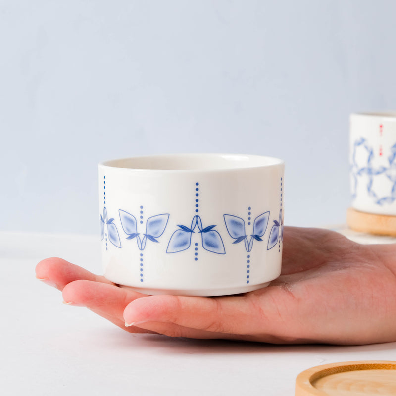 Blue Dragonfly Japanese Planter With Wooden Coaster - Indoor planters and flower pots | Home decor items