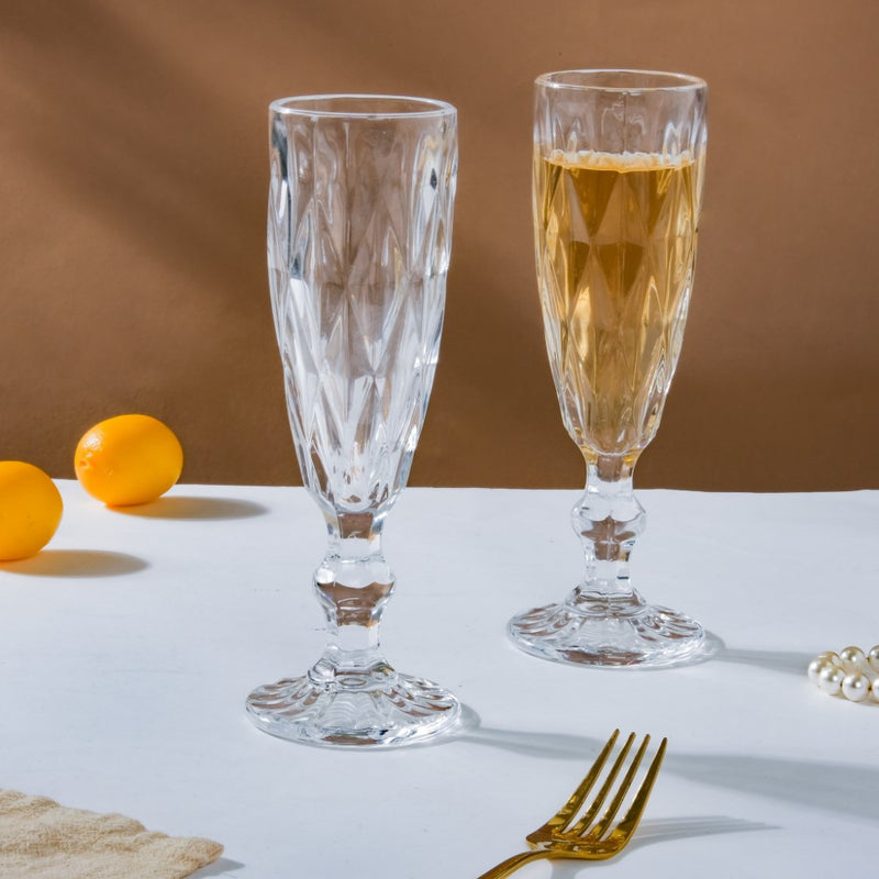 Crystal Textured Champagne Glass Transparent Set Of 6 150 ml