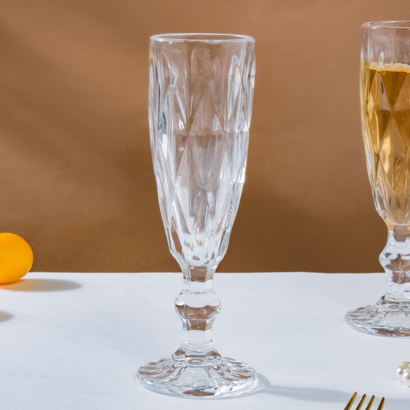 Crystal Textured Champagne Glass Transparent Set Of 6 150 ml
