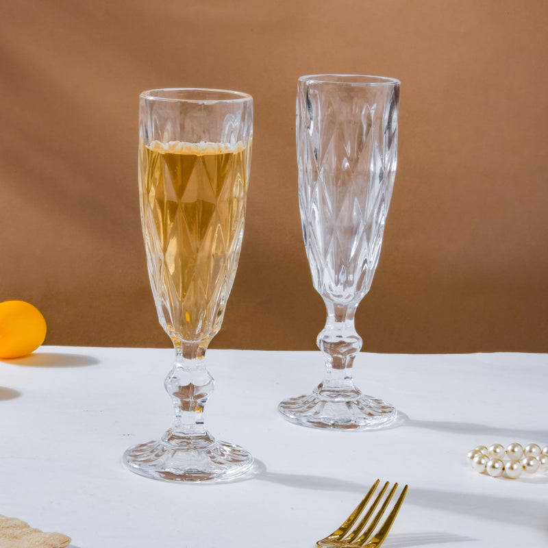 Crystal Textured Champagne Glass Transparent Set Of 6 150 ml