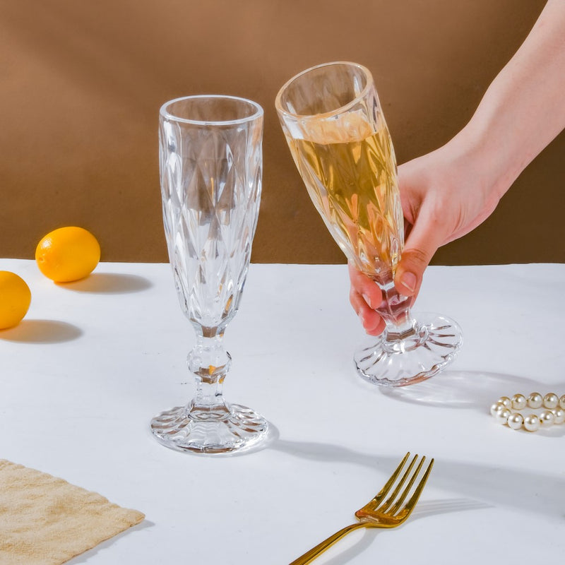 Crystal Textured Champagne Glass Transparent Set Of 6 150 ml