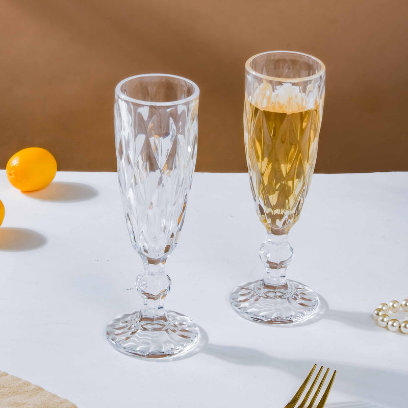 Crystal Textured Champagne Glass Transparent Set Of 6 150 ml