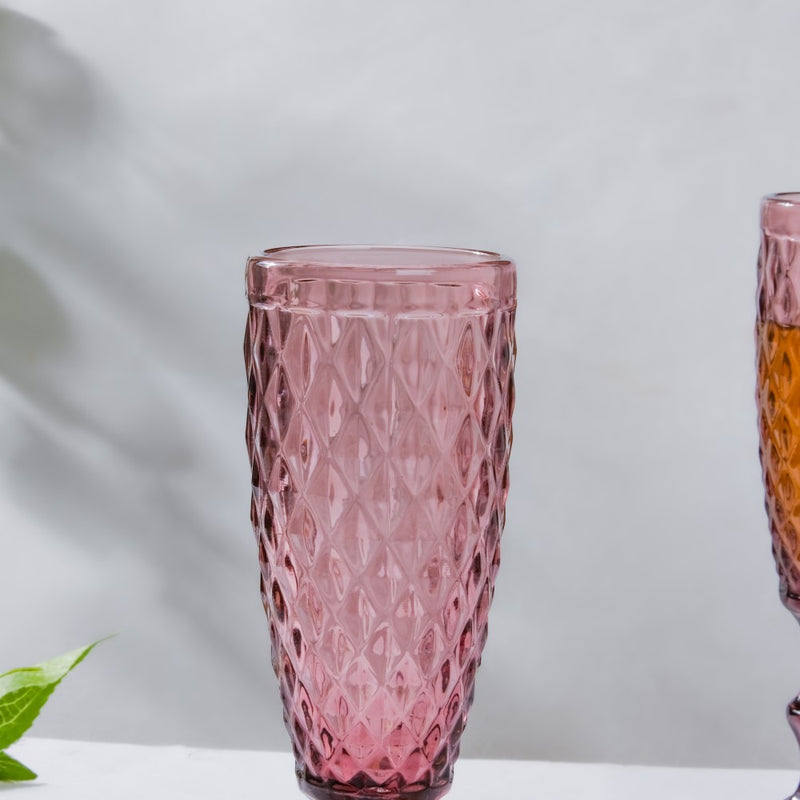 Textured Luxe Champagne Glass Purple Set Of 6 150 ml