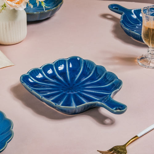 Ocean Square Dish with Handle Blue - Ceramic platter, serving platter, fruit platter | Plates for dining table & home decor