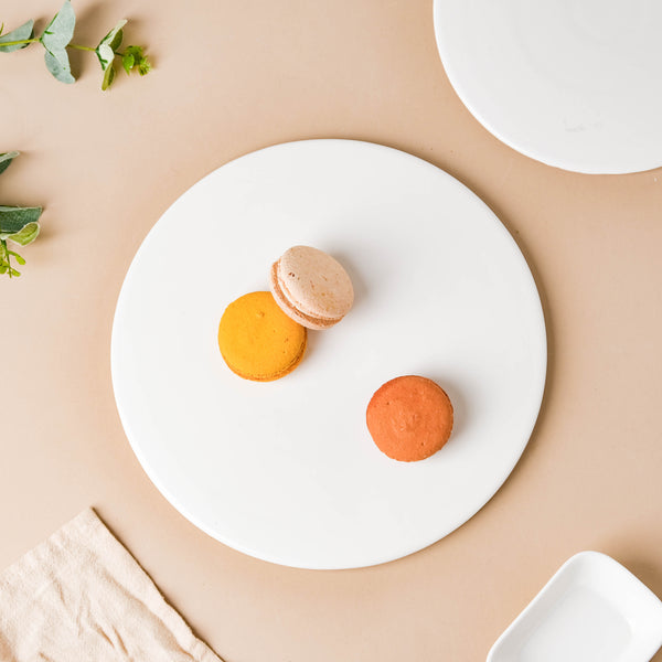 Serena Snowy White Round Platter Medium - Ceramic platter, serving platter, fruit platter | Plates for dining table & home decor