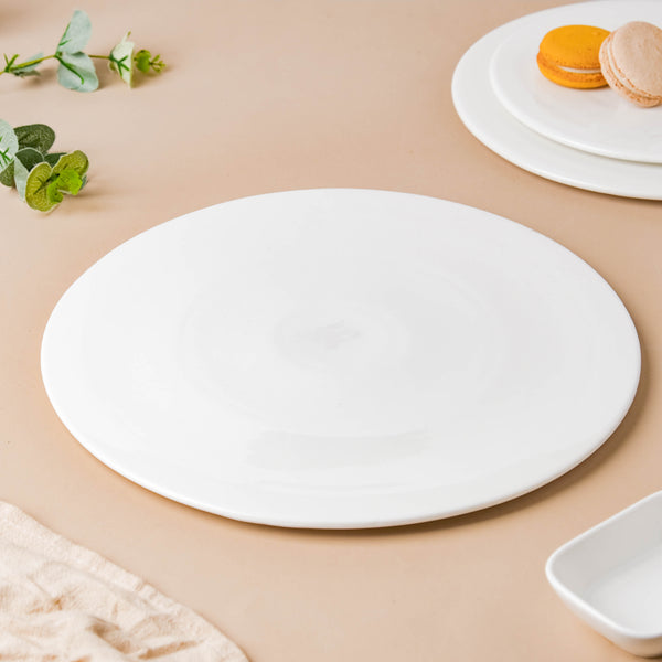 Serena Snowy White Round Platter Large - Ceramic platter, serving platter, fruit platter | Plates for dining table & home decor