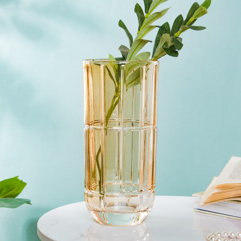 Medium Glass Vase - Flower vase for home decor, office and gifting | Home decoration items