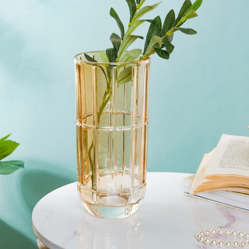Medium Glass Vase - Flower vase for home decor, office and gifting | Home decoration items