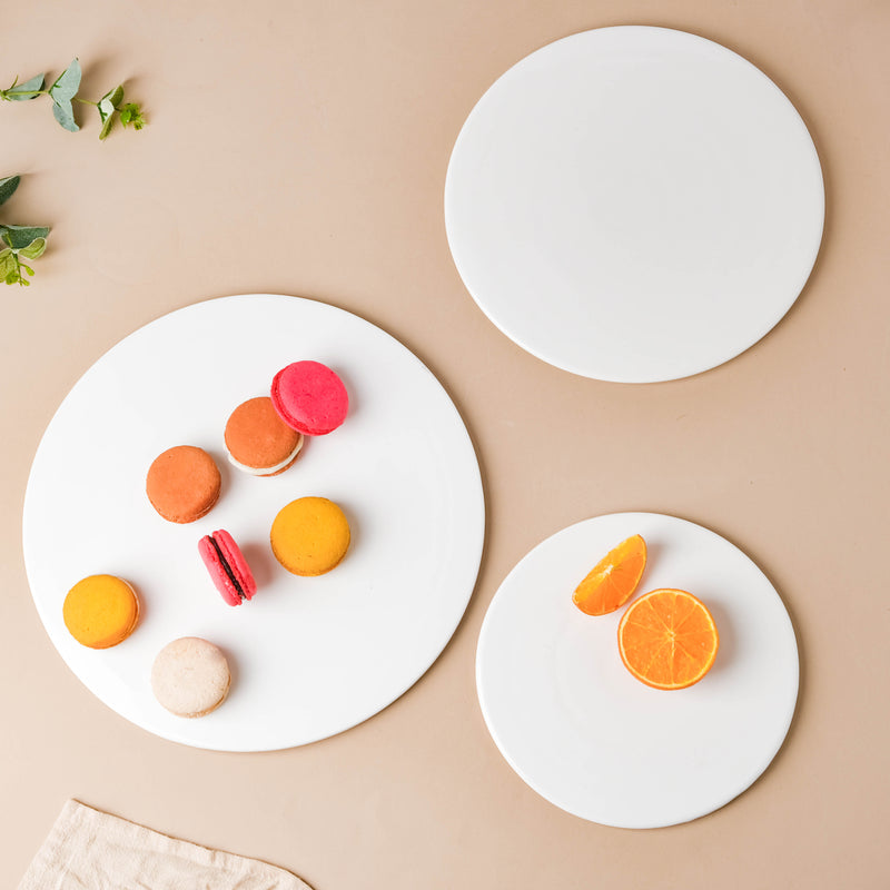 Serena Snowy White Round Platter Medium - Ceramic platter, serving platter, fruit platter | Plates for dining table & home decor