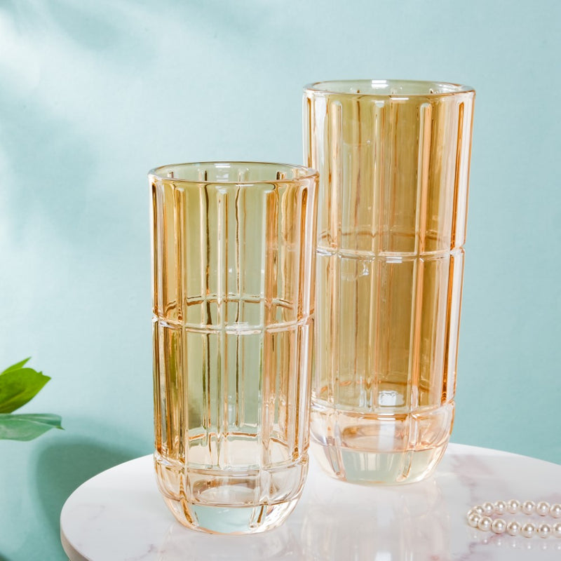 Medium Glass Vase - Flower vase for home decor, office and gifting | Home decoration items