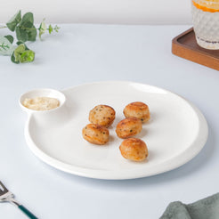 Serena Lily White Round Section Plate - Serving plate, snack plate, momo plate, plate with compartment | Plates for dining table & home decor