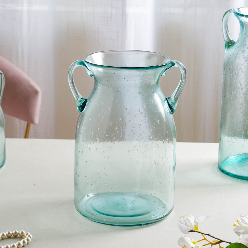 Medium Glass Vase Jar - Flower vase for home decor, office and gifting | Home decoration items