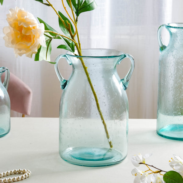 Medium Glass Vase Jar - Flower vase for home decor, office and gifting | Home decoration items
