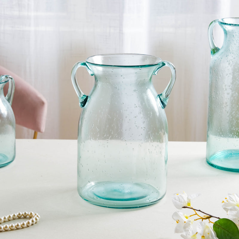 Medium Glass Vase Jar - Flower vase for home decor, office and gifting | Home decoration items