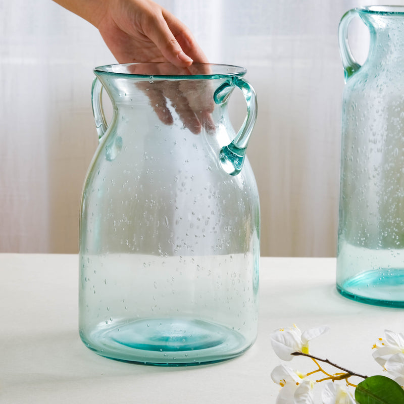 Medium Glass Vase Jar - Flower vase for home decor, office and gifting | Home decoration items