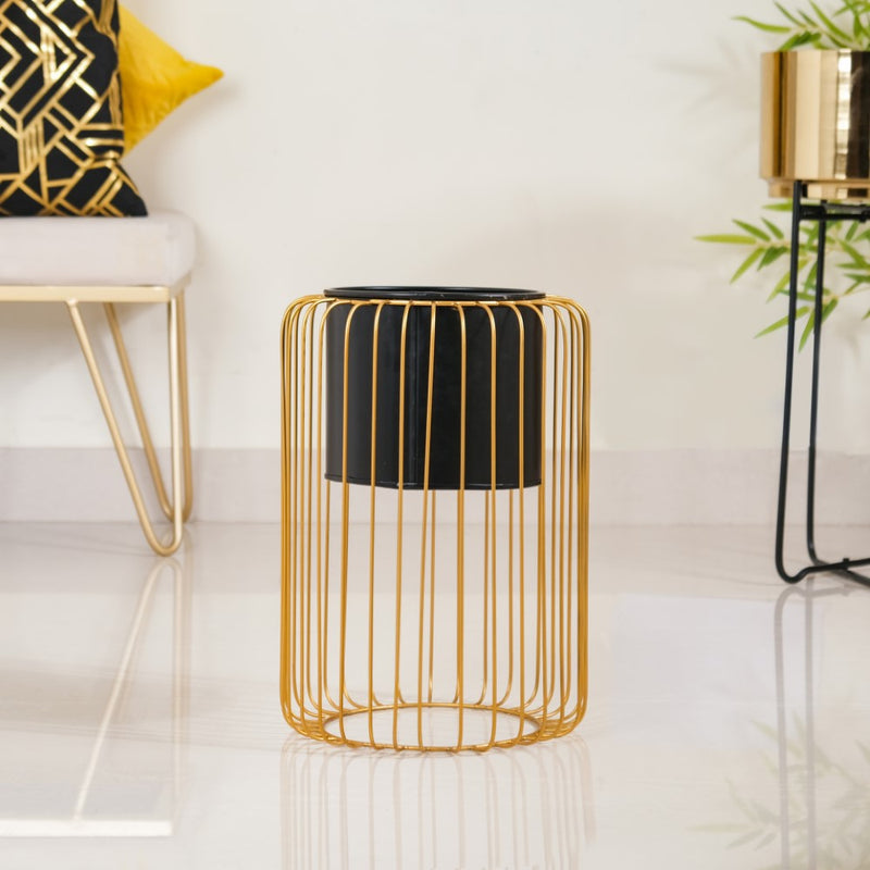 Chic Floor Planter With Gold Stand- Chic Floor Planter, Wired Stand Planter, Modern Floor Planter, Decorative Wired Stand, Stylish Planter with Stand