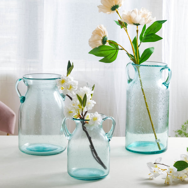 Small Glass Jar Vase - Flower vase for home decor, office and gifting | Home decoration items