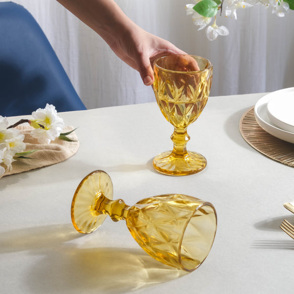 Textured Drinkware Glass Amber Set Of 6 250 ml