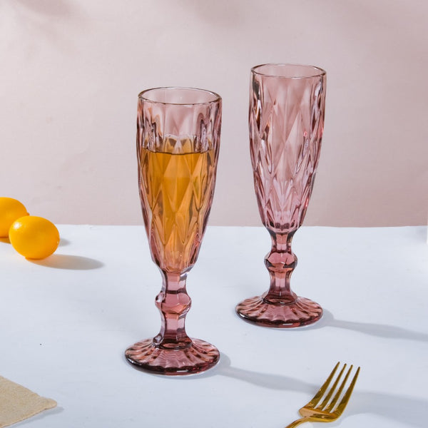 Crystal Textured Champagne Glass Mauve Online in India | Nestasia