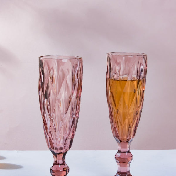 Crystal Textured Champagne Glass Mauve Online in India | Nestasia