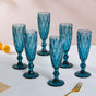 Crystal Textured Champagne Glass Blue Set Of 6 150 ml