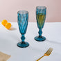 Crystal Textured Champagne Glass Blue Set Of 6 150 ml