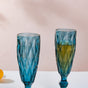 Crystal Textured Champagne Glass Blue Set Of 6 150 ml