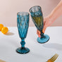 Crystal Textured Champagne Glass Blue Set Of 6 150 ml