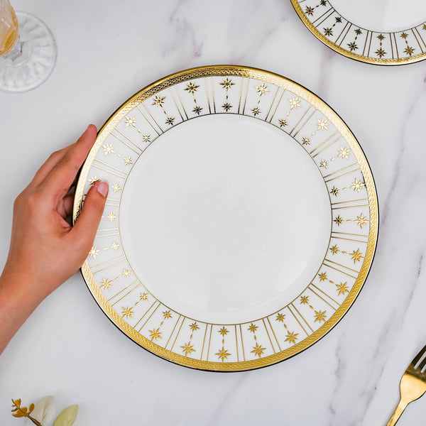 Aurelea Striped Dinner Plate - Serving plate, lunch plate, ceramic dinner plates| Plates for dining table & home decor