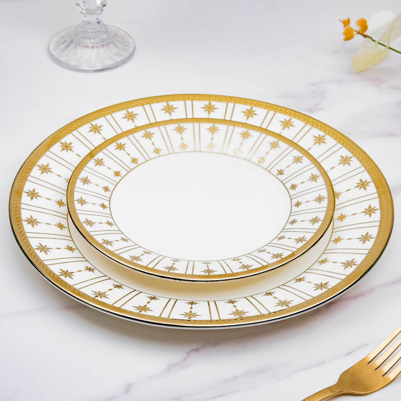 Aurelea Striped Dinner Plate - Serving plate, lunch plate, ceramic dinner plates| Plates for dining table & home decor