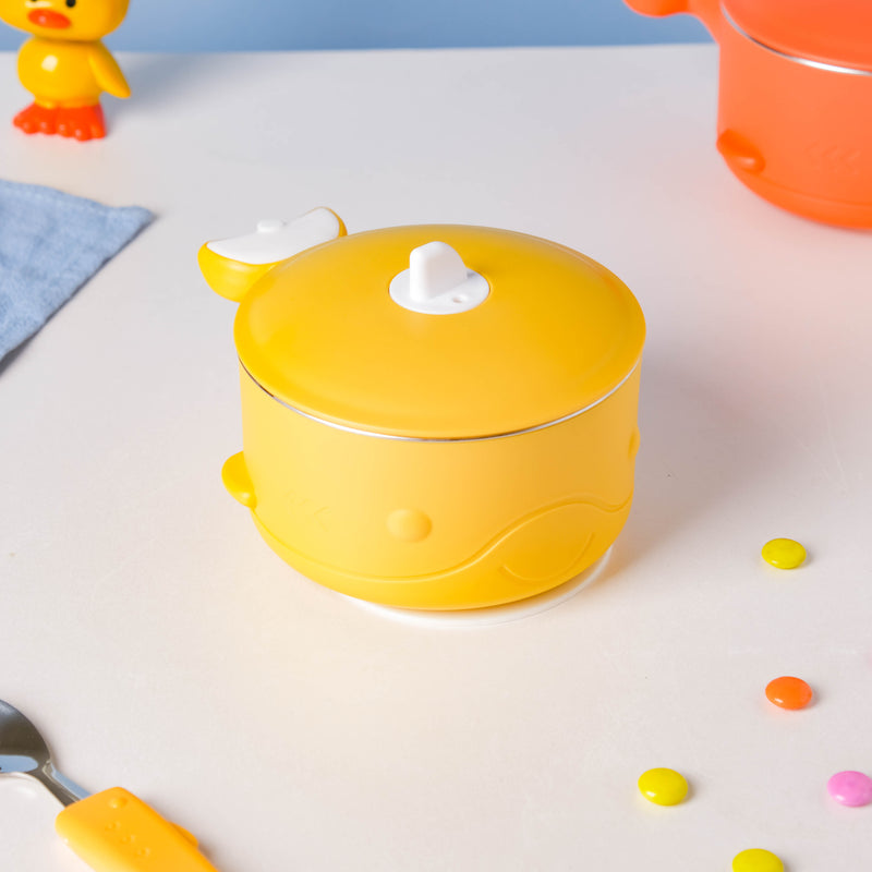 Stay Warm Steel Bowl With Suction Base Yellow 350 ml - Kids Lunch Box