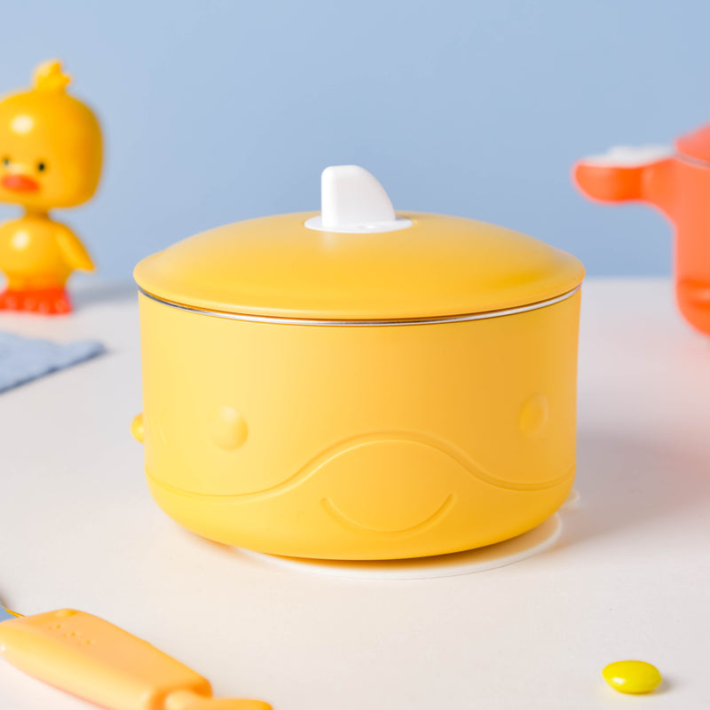 Stay Warm Steel Bowl With Suction Base Yellow 350 ml - Kids Lunch Box