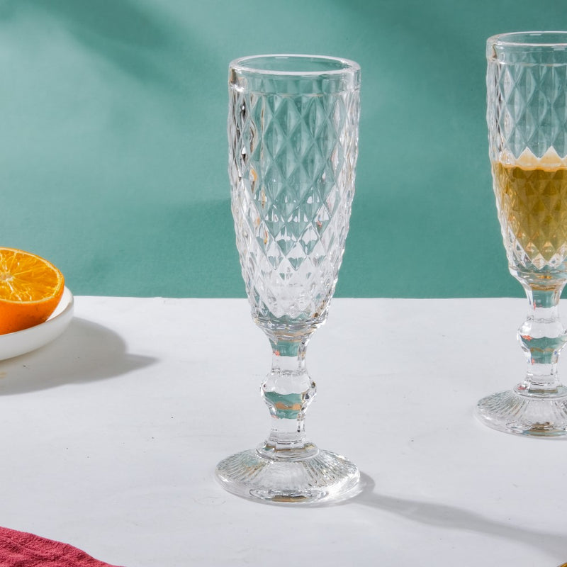 Textured Glassware Transparent Set Of 6 150 ml