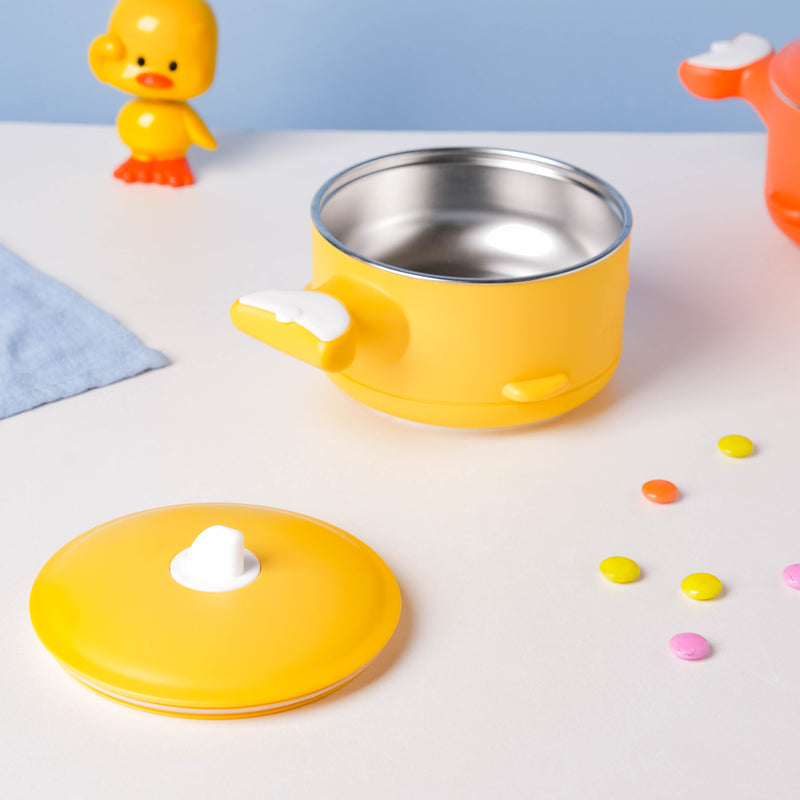 Stay Warm Steel Bowl With Suction Base Yellow 350 ml - Kids Lunch Box