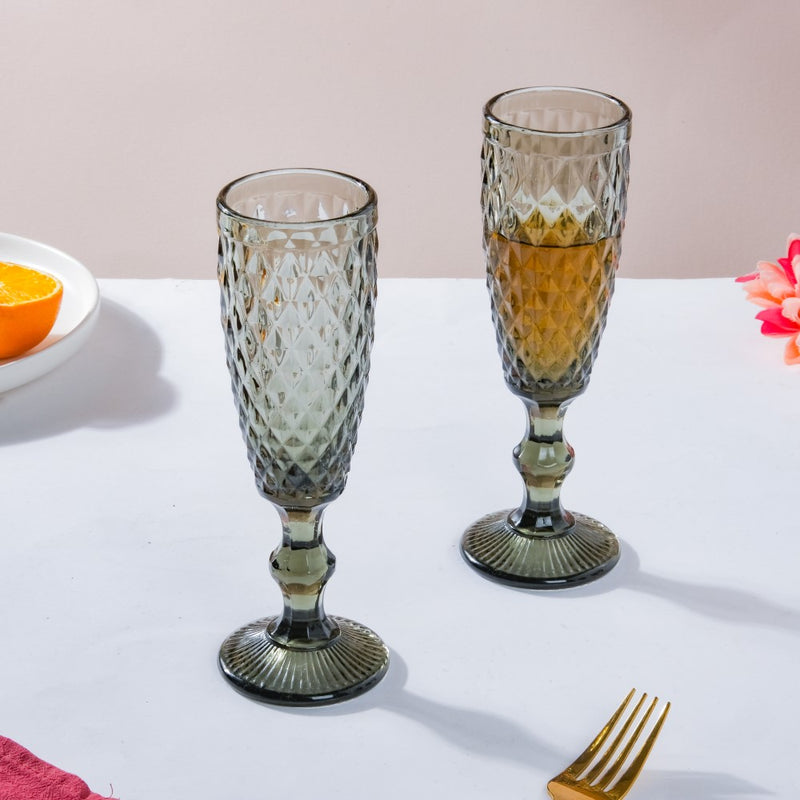 Textured Glassware Ash Grey Set Of 6 150 ml