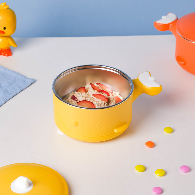 Stay Warm Steel Bowl With Suction Base Yellow 350 ml - Kids Lunch Box