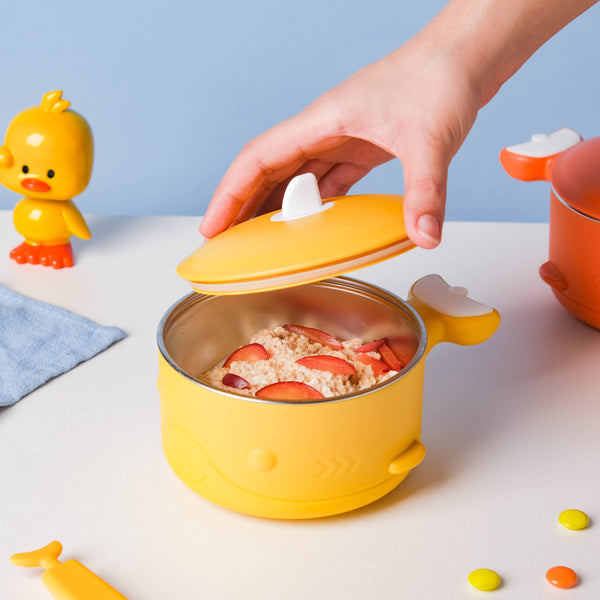 Stay Warm Steel Bowl With Suction Base Yellow 350 ml - Kids Lunch Box
