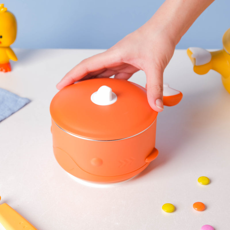 Stay Warm Steel Bowl With Suction Base Orange 350 ml - Kids Lunch Box