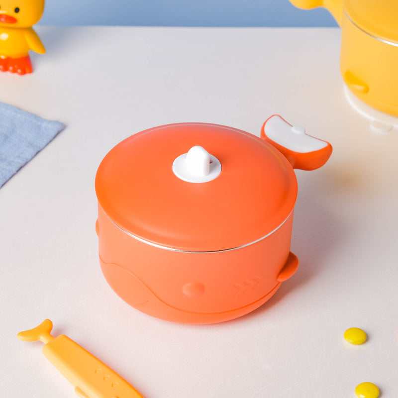 Stay Warm Steel Bowl With Suction Base Orange 350 ml - Kids Lunch Box