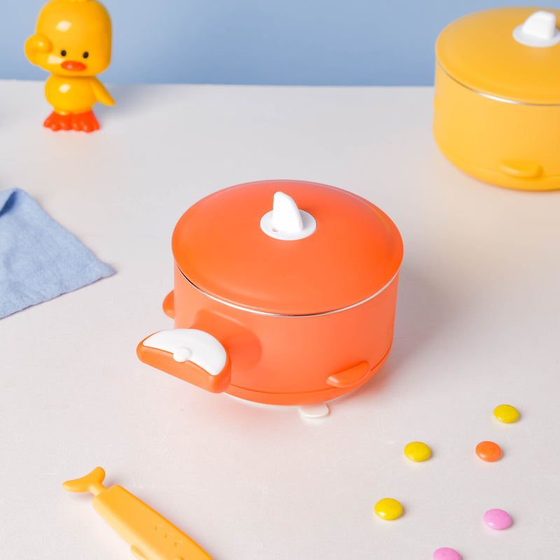 Stay Warm Steel Bowl With Suction Base Orange 350 ml - Kids Lunch Box