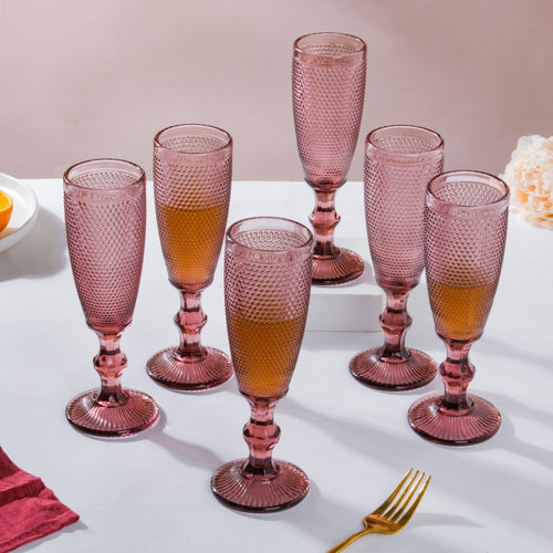Rose Mimosa Glass Mauve Set Of 6 150 ml