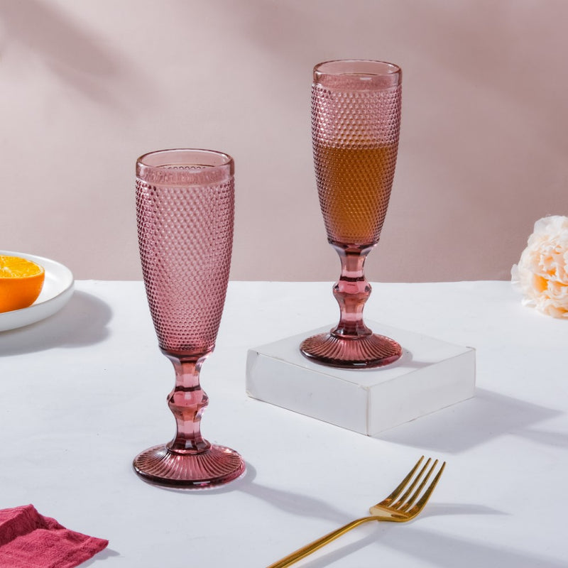 Rose Mimosa Glass Mauve Set Of 6 150 ml