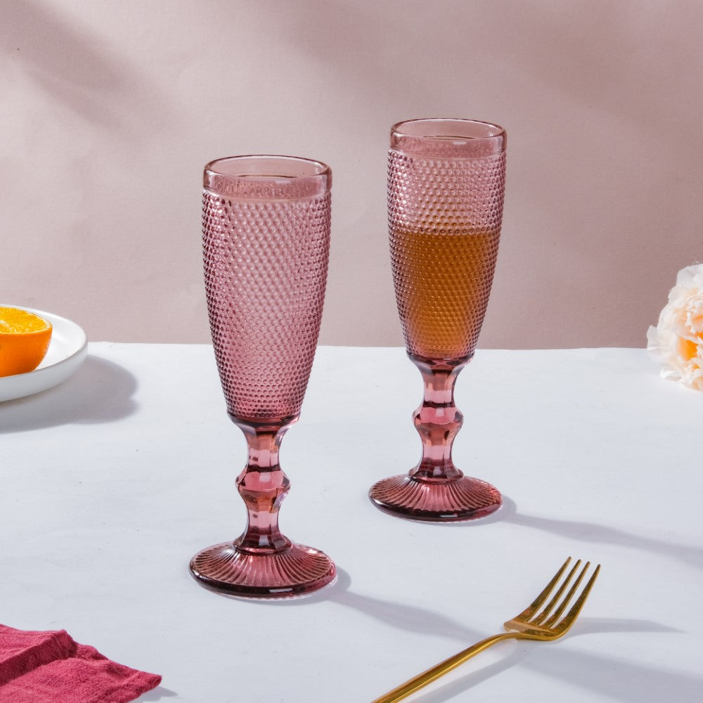 Rose Mimosa Glass Mauve Set Of 6 150 ml