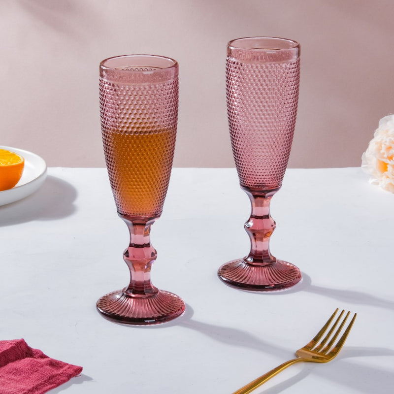Rose Mimosa Glass Mauve Set Of 6 150 ml
