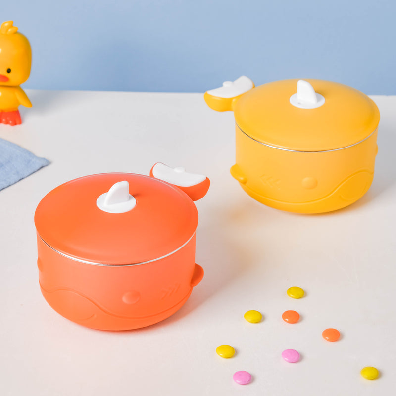 Stay Warm Steel Bowl With Suction Base Orange 350 ml - Kids Lunch Box